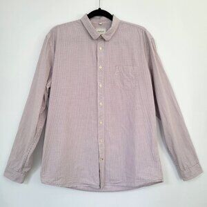 Frank & Oak Rue St-Via Red Micro Check Long Sleeve Button Down Shirt Size XL